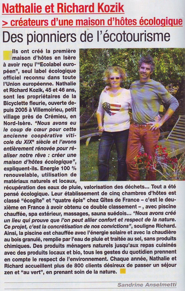 Nathalie et Richard KOZIK, crateur d'une maison d'htes cologique - Isre Magazine